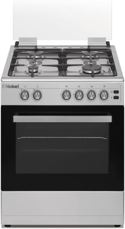 NOBEL GAS COOKER STAINLESS STEEL 60X60 CM 4 GAS BURNERS 6month warranty NOBEL-NGC6062