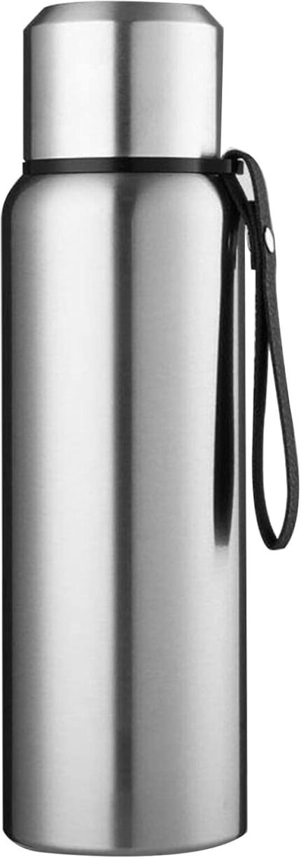 Drink Flasks Vacuum Flask 1.5 L, Double-Layer Pure Stainless Steel No Plastic, Keep Warm for 24 Hours, Thermos Flask for Hot Drinks, Outdoor Durable Portable Travel Mug Camping Hiking Flasks,Silver