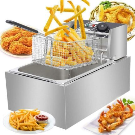 Heavy Duty Deep Fryer, 6.3QT/6L Stainless Steel Large Single-Cylinder Electric Fryers with Removable Basket and Professional Heating Element, 100V/2500W Max US Plug
